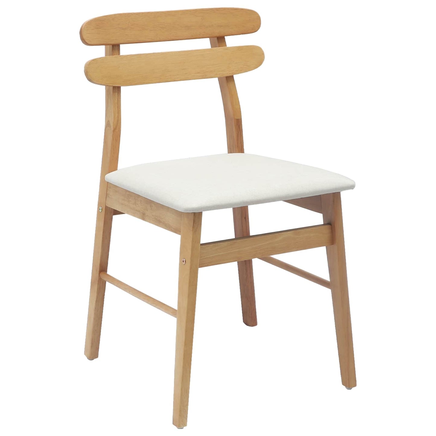 Sedia da pranzo 2 pz Legno di gomma solido Naturale e chiaro