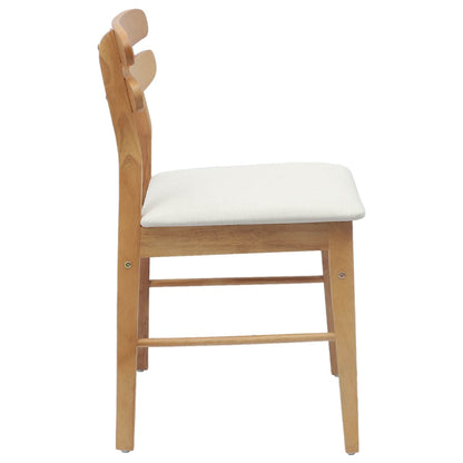 Sedia da pranzo 2 pz Legno di gomma solido Naturale e chiaro