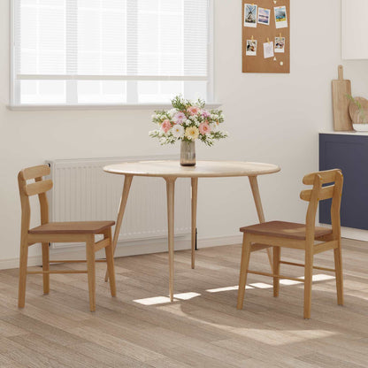 Sedia da pranzo 2 pz Legno di gomma solido Naturale