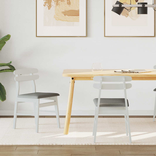 Sedia da pranzo 2 pcs Bianco e Grigio Legno di gomma solido | homemem39