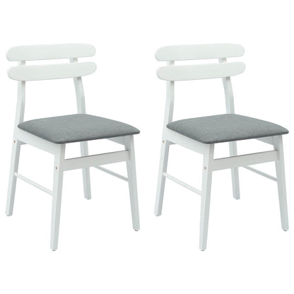 Sedia da pranzo 2 pcs Bianco e Grigio Legno di gomma solido