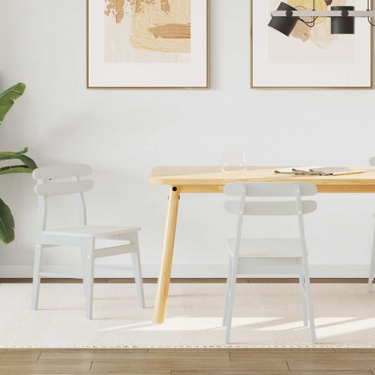 Sedia da pranzo 2 pcs Bianco Legno di gomma solido | homemem39
