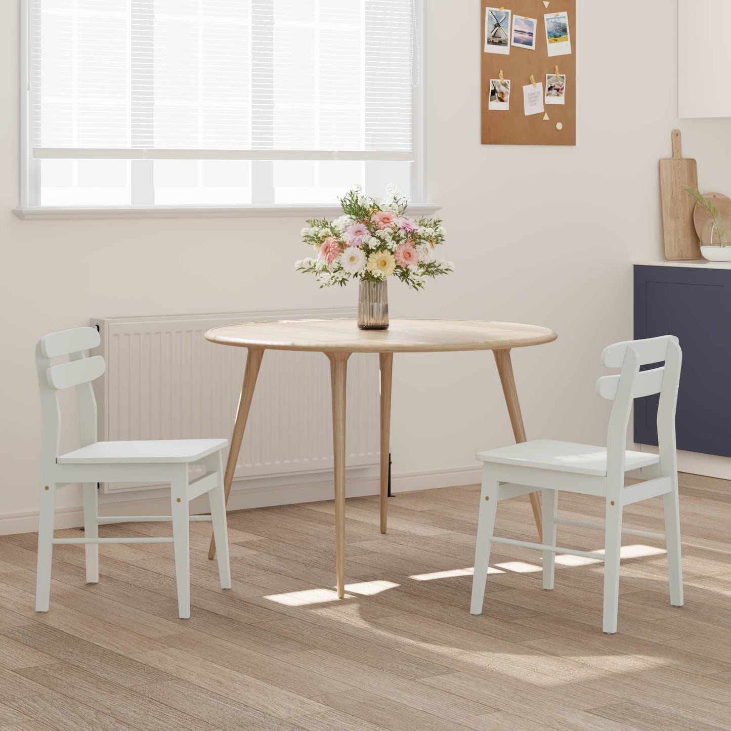 Sedia da pranzo 2 pcs Bianco Legno di gomma solido