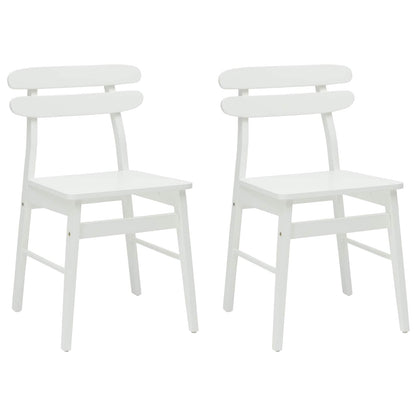 Sedia da pranzo 2 pcs Bianco Legno di gomma solido
