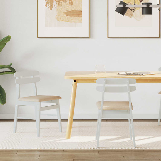 Sedia da pranzo 2 pcs Bianco e marrone Legno di gomma solido | homemem39
