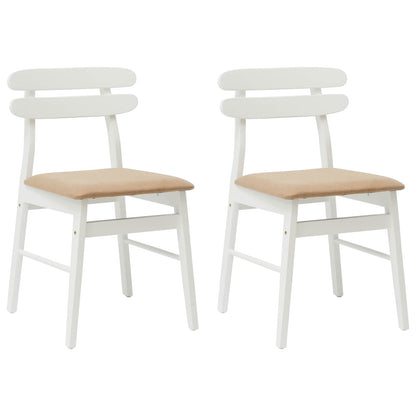 Sedia da pranzo 2 pcs Bianco e marrone Legno di gomma solido