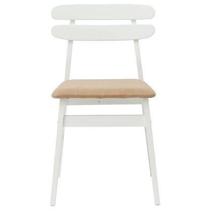Sedia da pranzo 2 pcs Bianco e marrone Legno di gomma solido