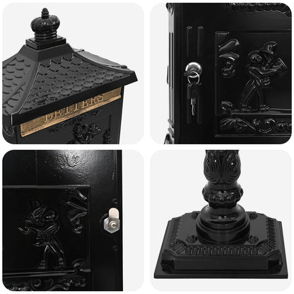 Cassetta Postale Verticale con porta Nero 42,5 x 29,5 x 117 cm | homemem39