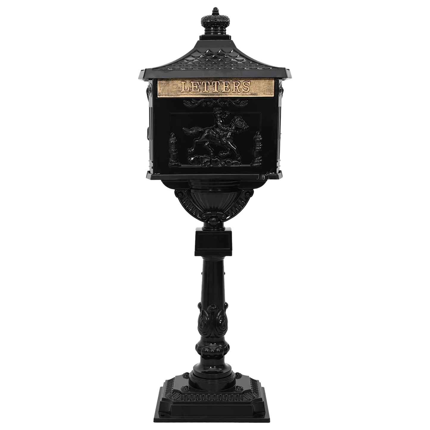 Cassetta Postale Verticale con porta Nero 42,5 x 29,5 x 117 cm | homemem39