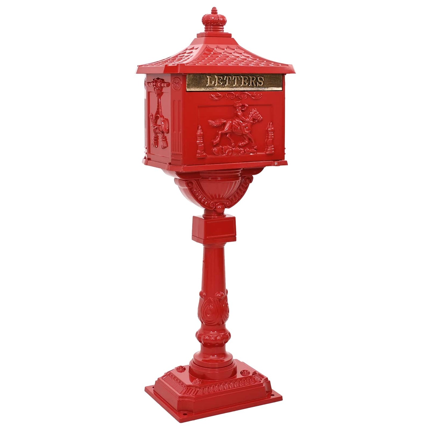 Cassetta Postale Verticale con porta Rosso 42,5 x 29,5 x 117 cm