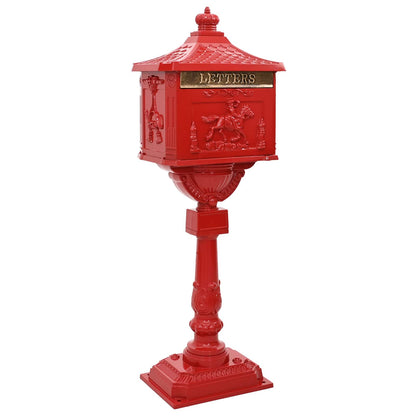 Cassetta Postale Verticale con porta Rosso 42,5 x 29,5 x 117 cm