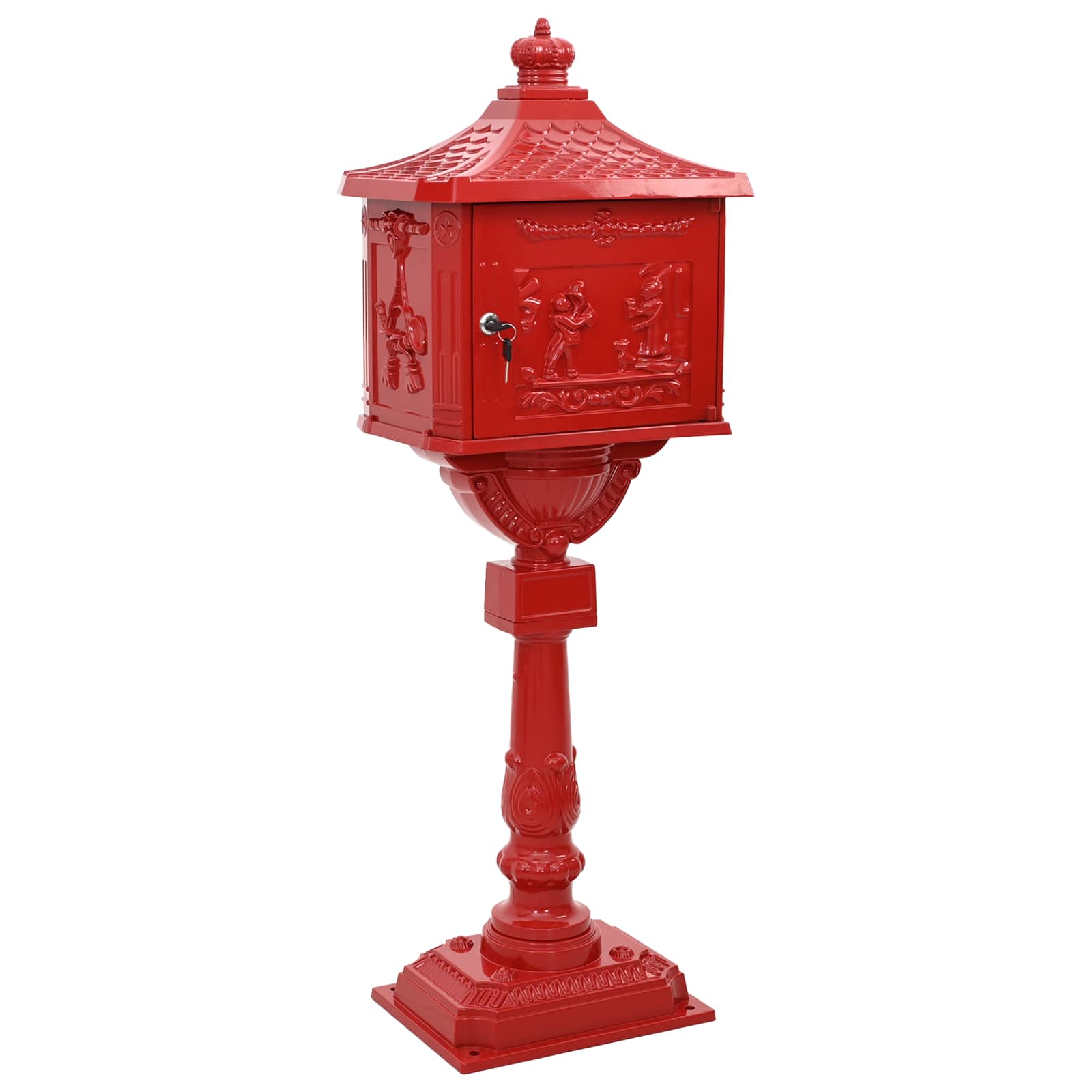 Cassetta Postale Verticale con porta Rosso 42,5 x 29,5 x 117 cm | homemem39