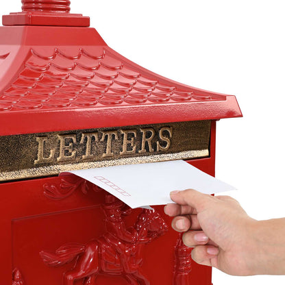Cassetta Postale Verticale con porta Rosso 42,5 x 29,5 x 117 cm | homemem39