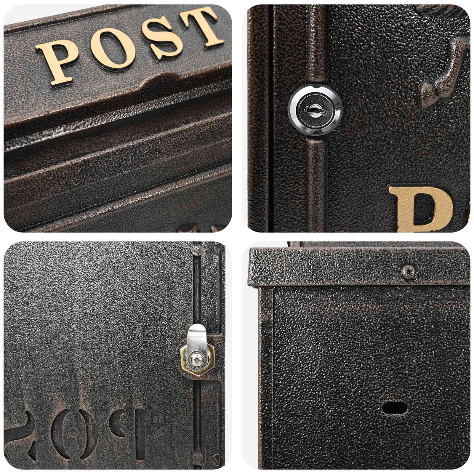 Cassetta Postale da Muro con porta Bronzo 29 x 13 x 41 cm | homemem39