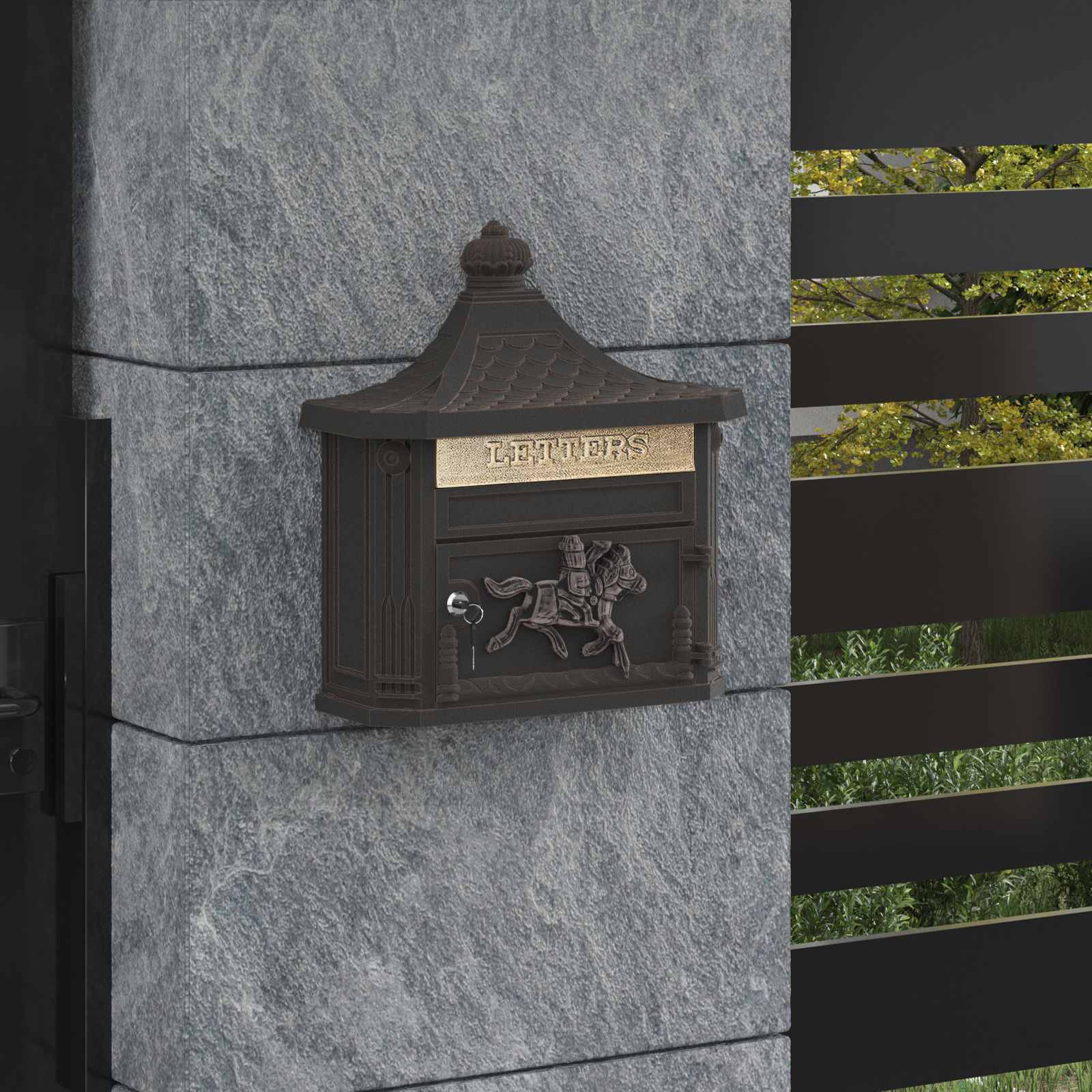 Cassetta Postale da Muro con porta Bronzo 40,5 x 16 x 45 cm | homemem39