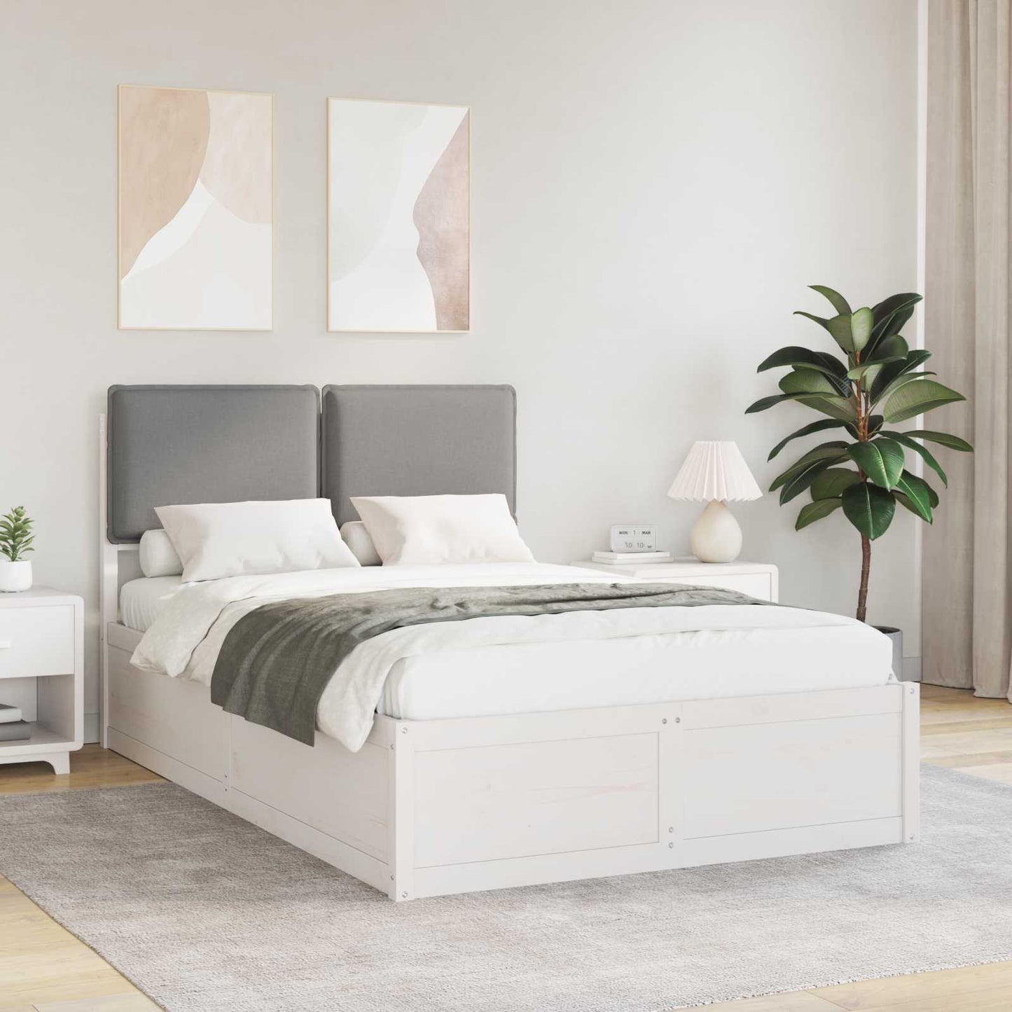 Letto con Testiera Rivestita Grigio chiaro 120 x 200 cm | homemem39