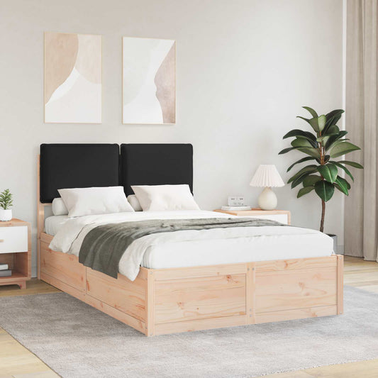 Letto con Testiera Rivestita Nero 120 x 190 cm Pino massello | homemem39
