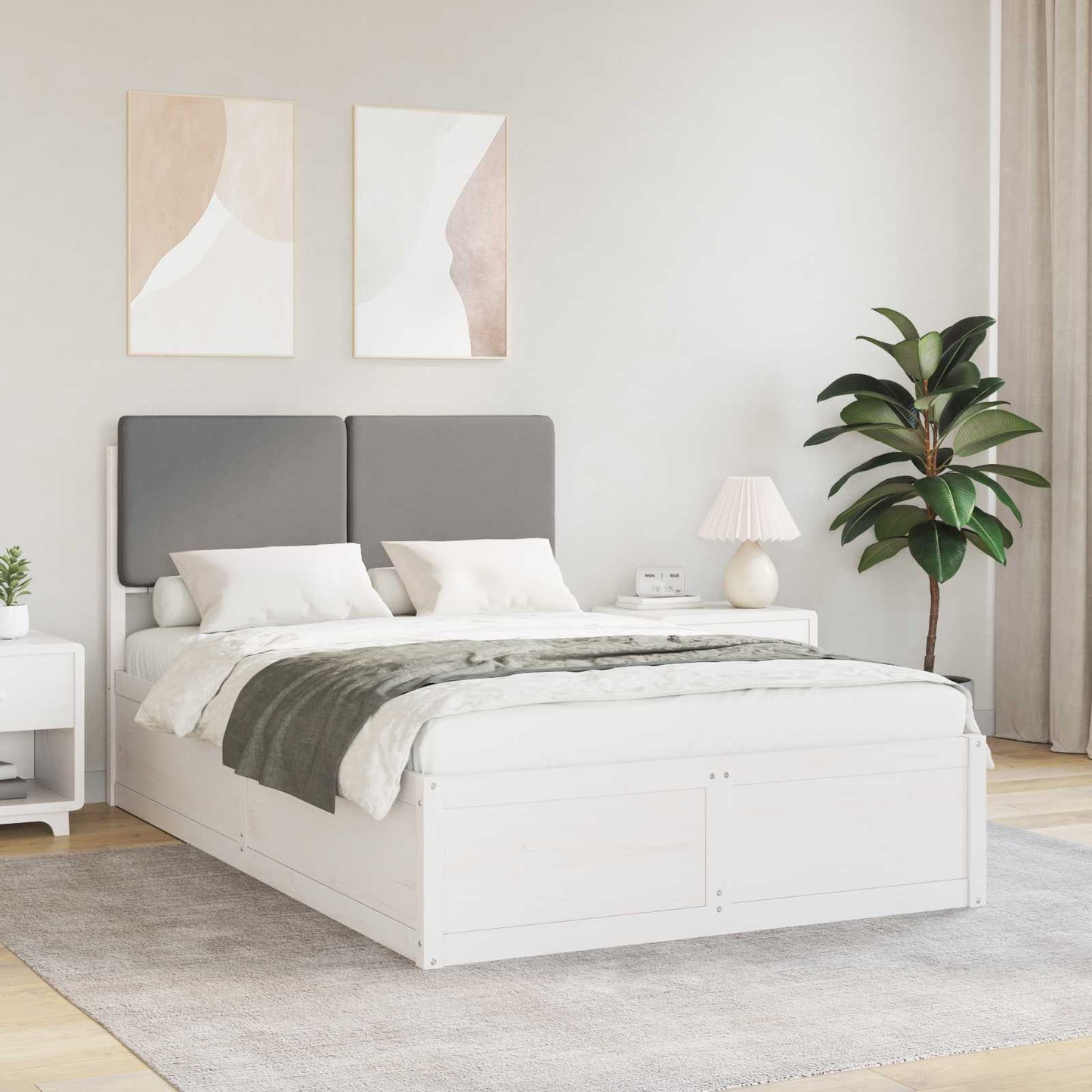 Letto con Testiera Rivestita Grigio chiaro 120 x 200 cm | homemem39