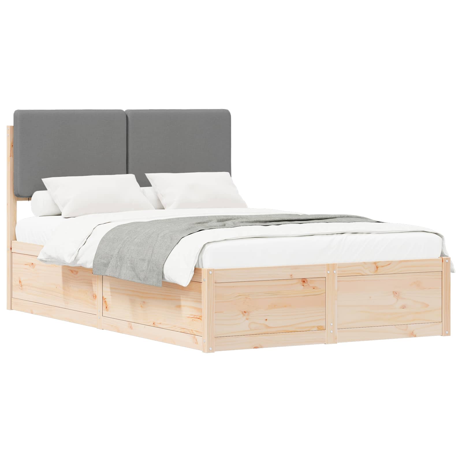 Letto con Testiera Rivestita Grigio chiaro 120 x 190 cm | homemem39
