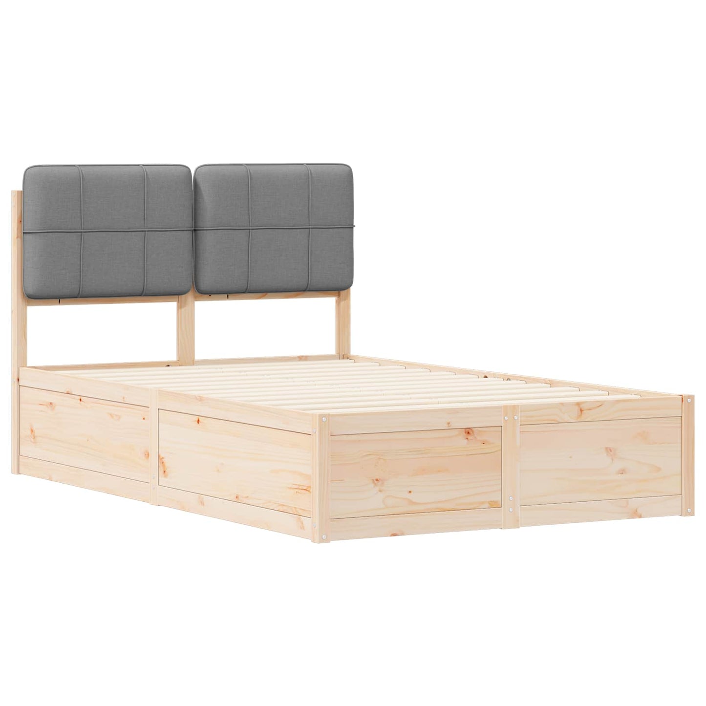 Letto con Testiera Rivestita Grigio chiaro 120 x 190 cm