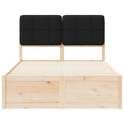 Letto con Testiera Rivestita Nero 120 x 190 cm Pino massello