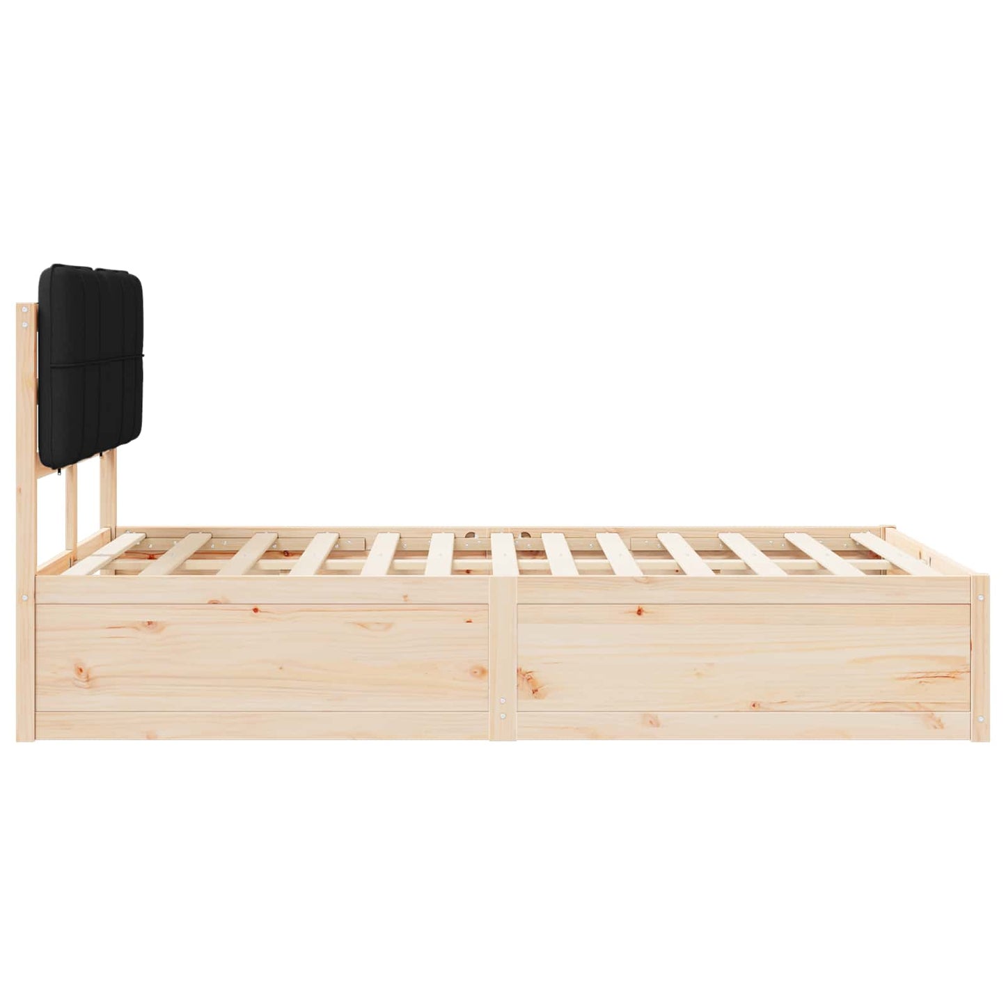 Letto con Testiera Rivestita Nero 120 x 190 cm Pino massello