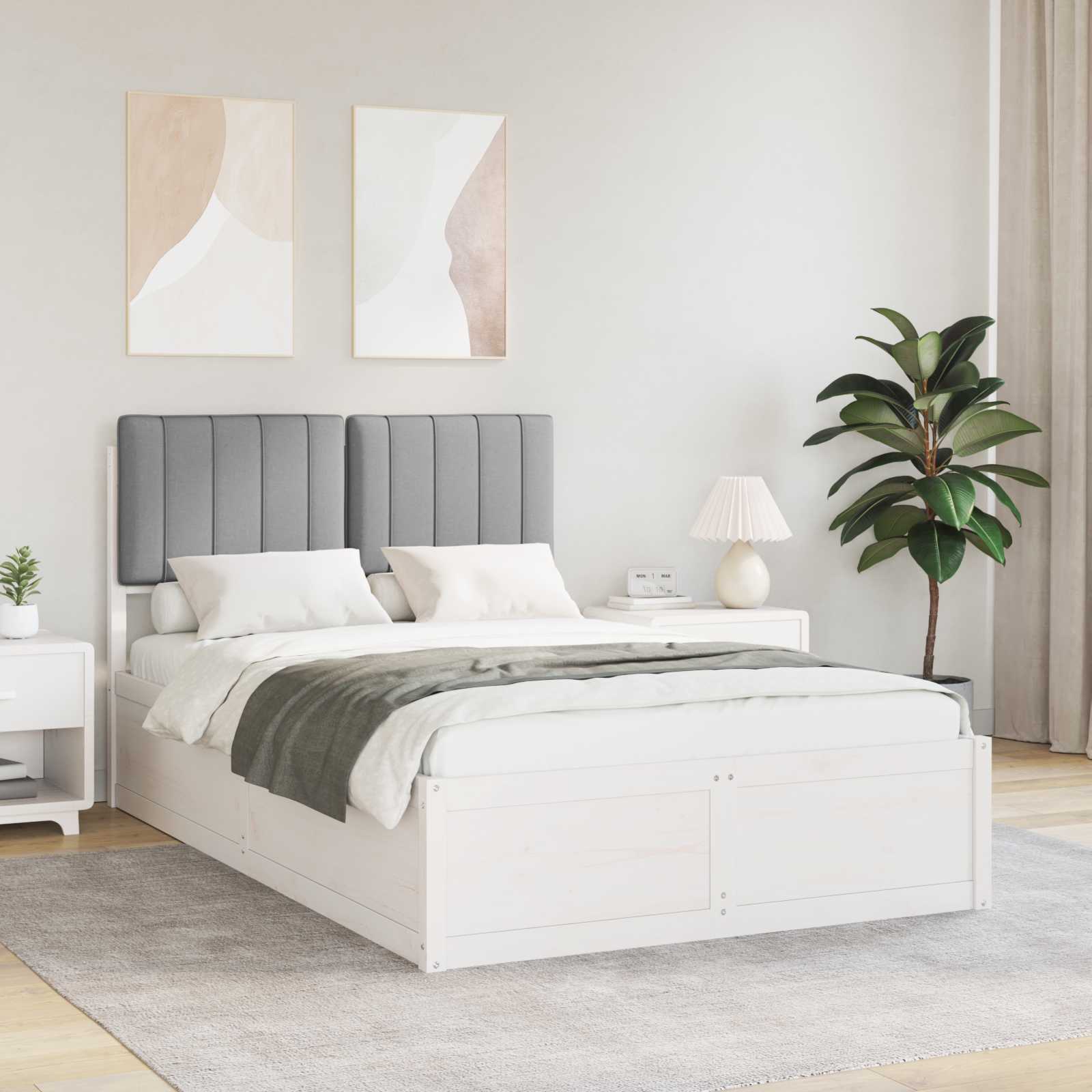Letto con Testiera Rivestita Grigio chiaro 120 x 200 cm | homemem39