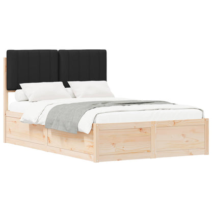 Letto con Testiera Rivestita Nero 120 x 190 cm Pino massello | homemem39