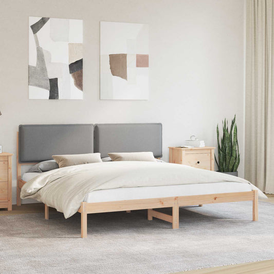 Letto con Testiera Rivestita Grigio chiaro 200 x 200 cm | homemem39