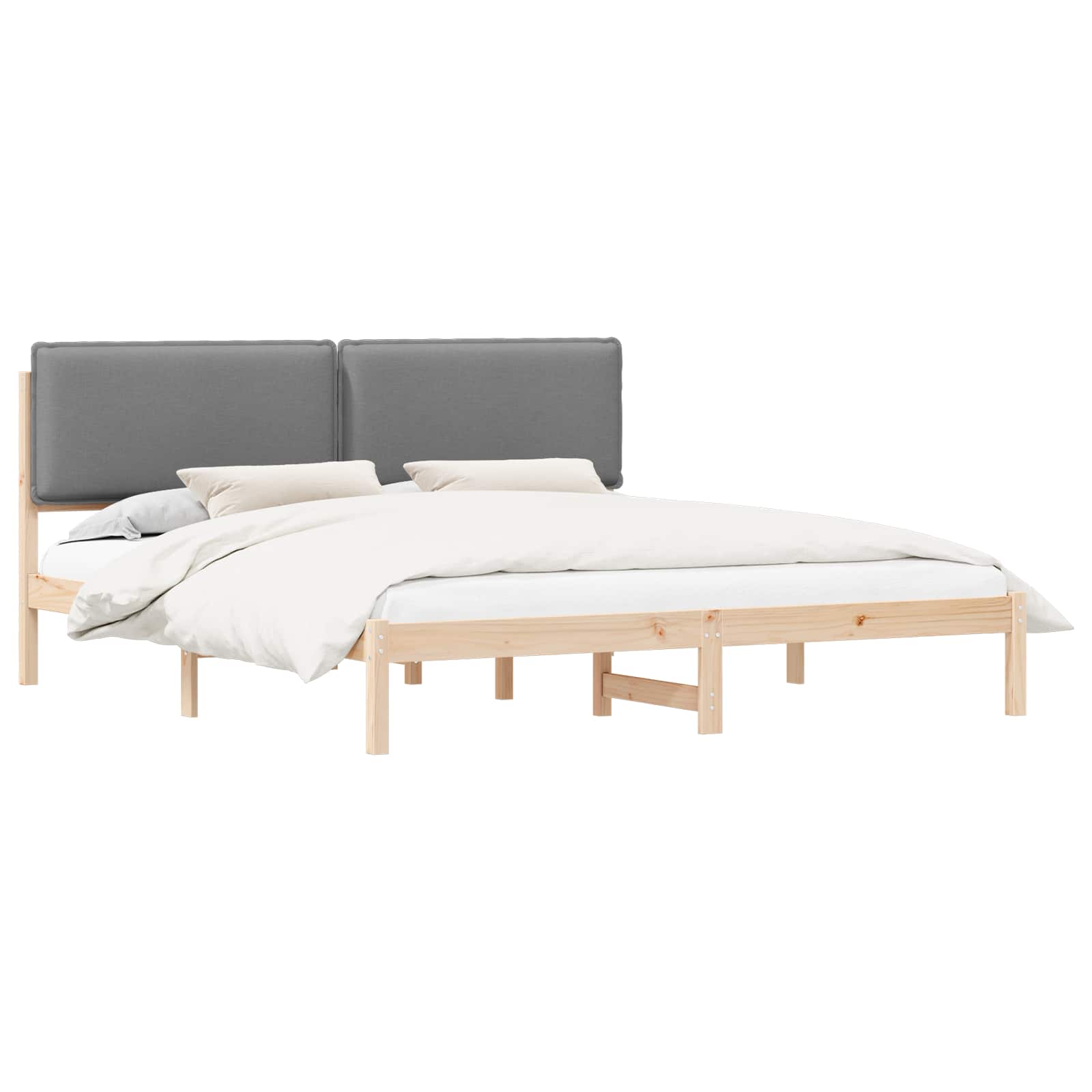 Letto con Testiera Rivestita Grigio chiaro 200 x 200 cm | homemem39