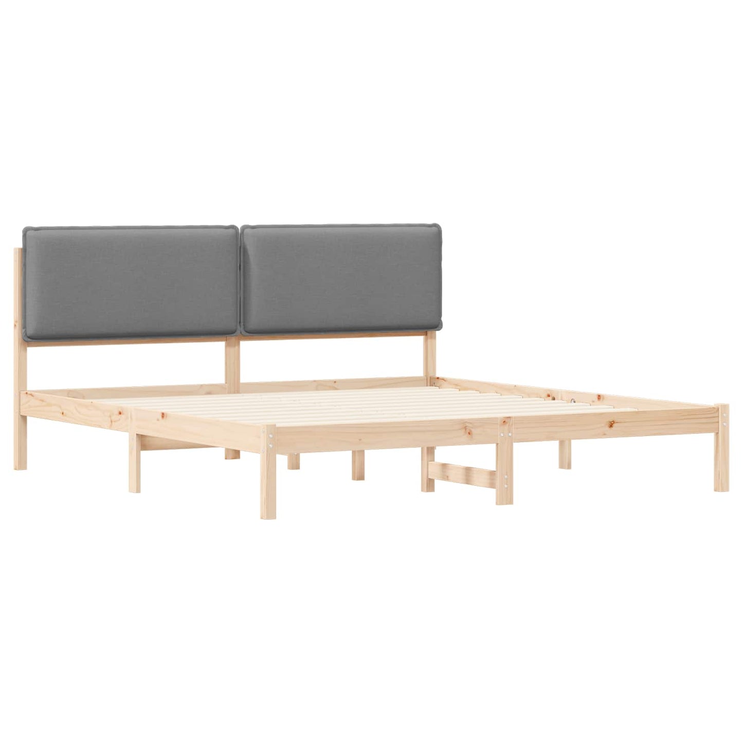 Letto con Testiera Rivestita Grigio chiaro 200 x 200 cm | homemem39
