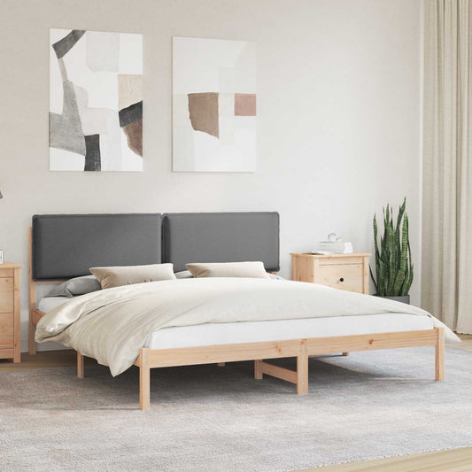 Letto con Testiera Rivestita Grigio scuro 200 x 200 cm | homemem39