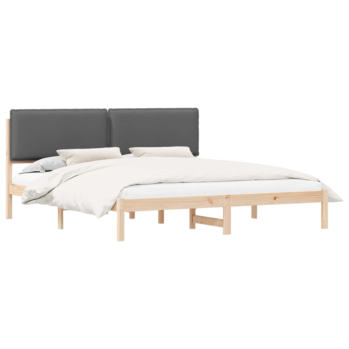 Letto con Testiera Rivestita Grigio scuro 200 x 200 cm | homemem39