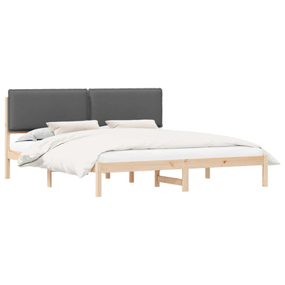 Letto con Testiera Rivestita Grigio scuro 200 x 200 cm | homemem39
