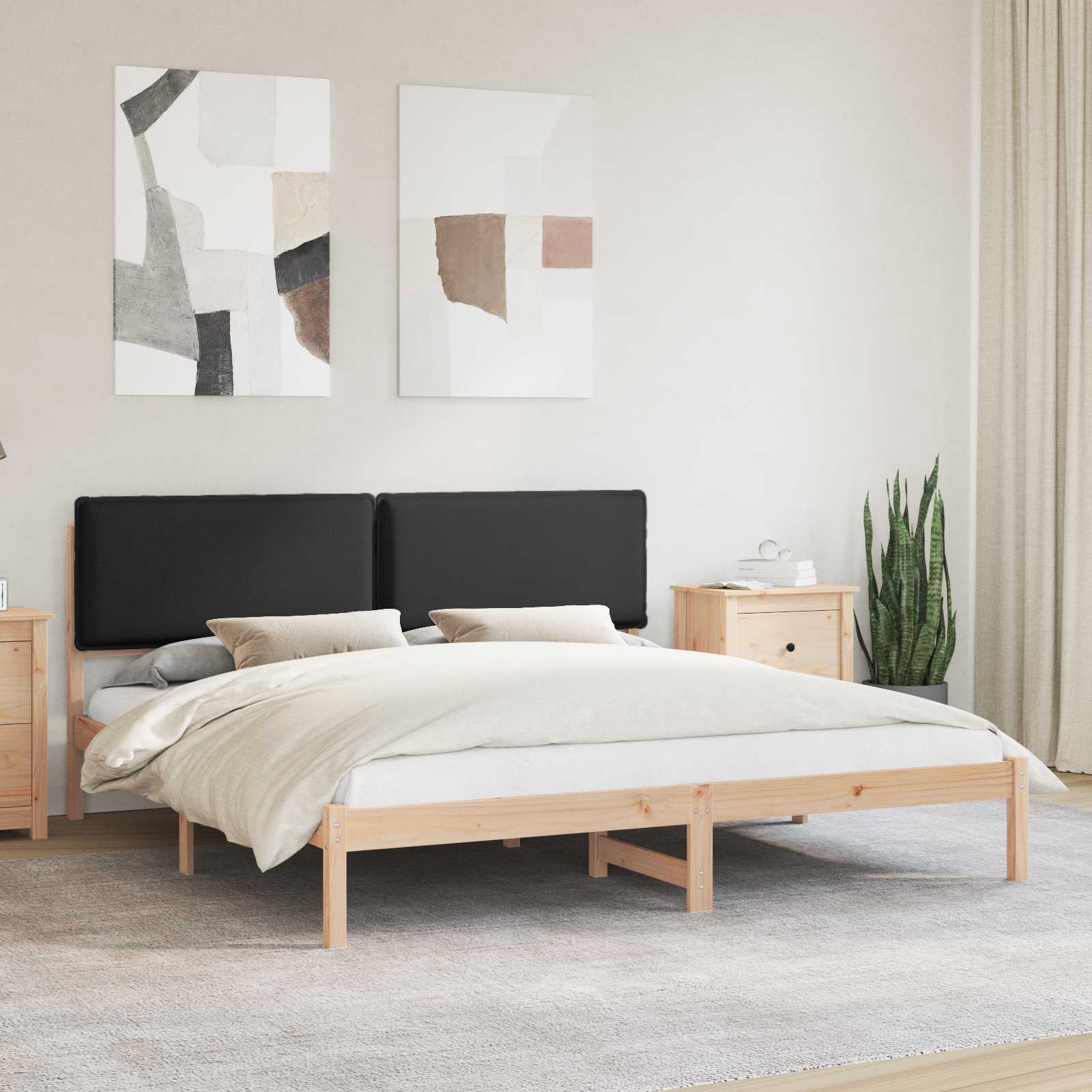 Letto con Testiera Rivestita Nero 200 x 200 cm | homemem39