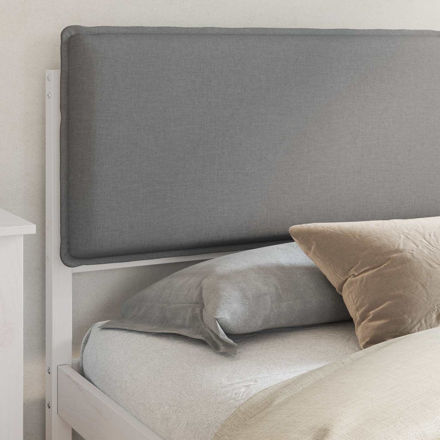 Letto con Testiera Rivestita Grigio chiaro 200 x 200 cm | homemem39