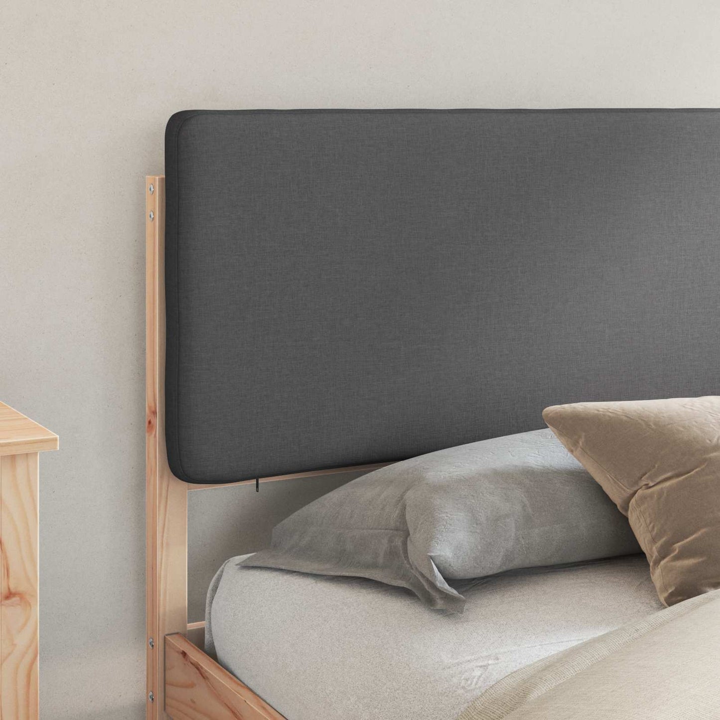 Letto con Testiera Rivestita Grigio scuro 200 x 200 cm | homemem39