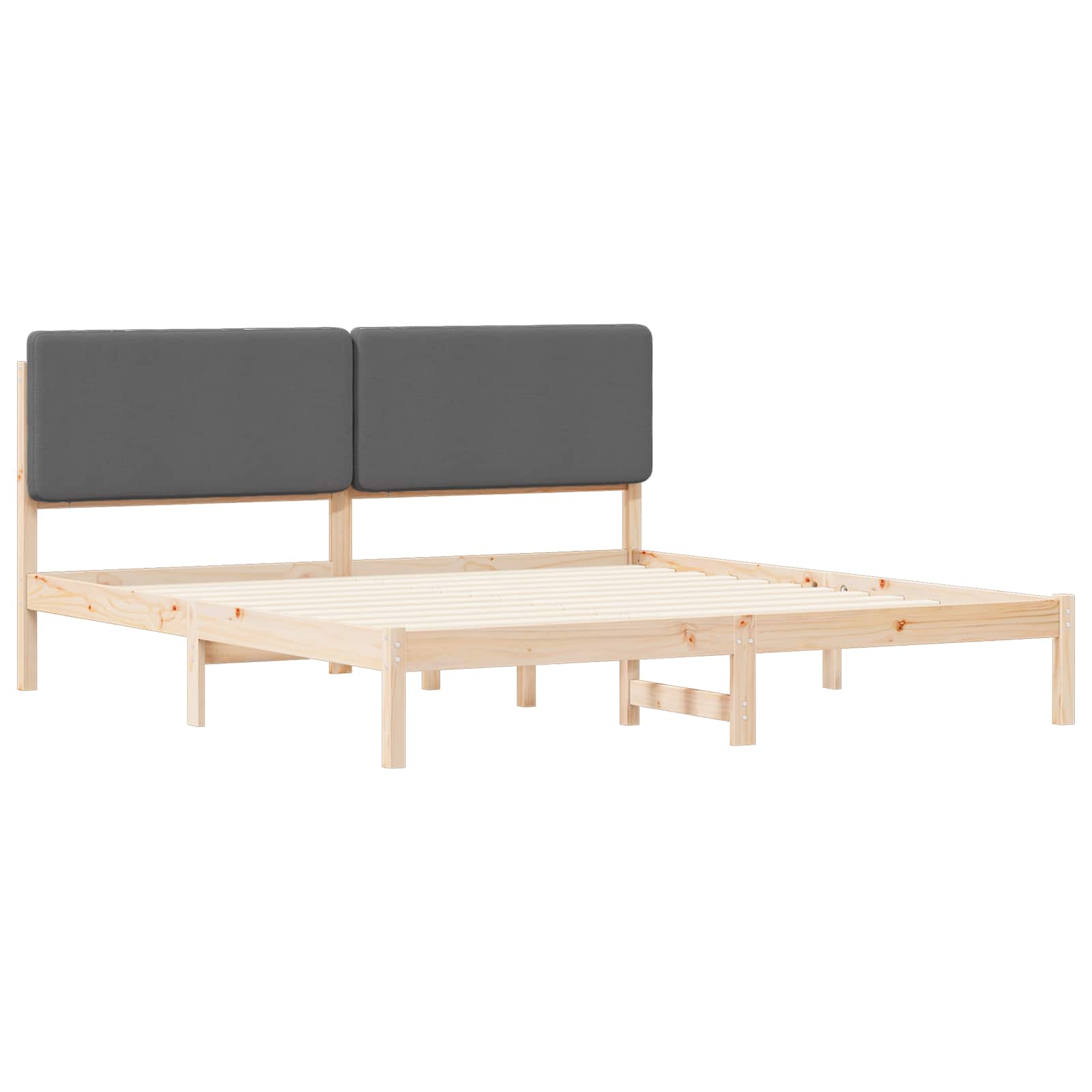 Letto con Testiera Rivestita Grigio scuro 200 x 200 cm | homemem39