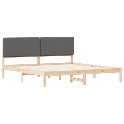 Letto con Testiera Rivestita Grigio scuro 200 x 200 cm | homemem39