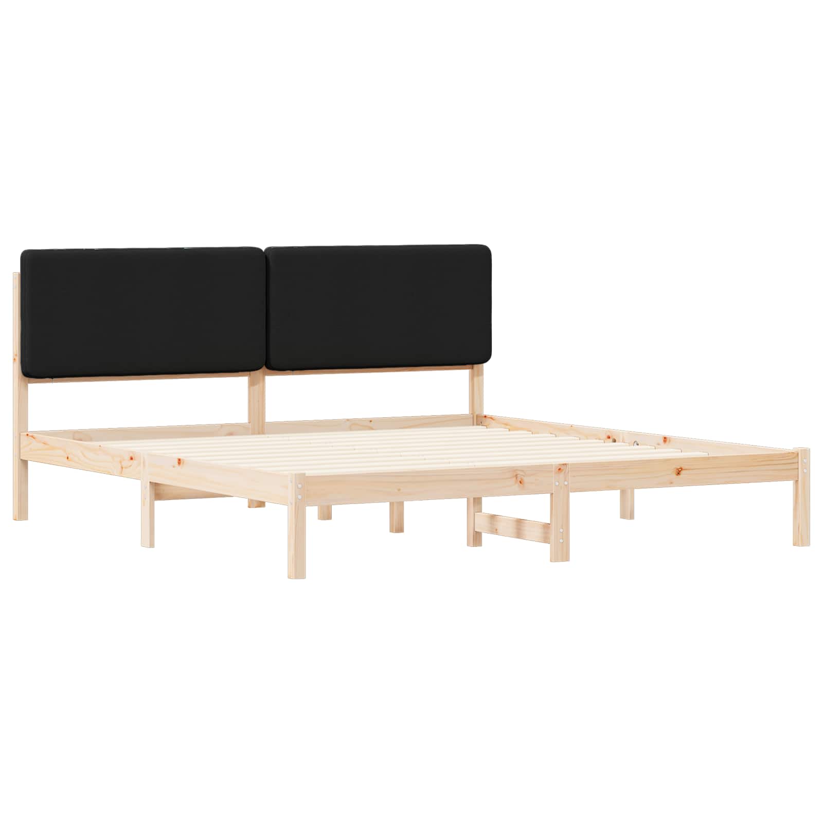 Letto con Testiera Rivestita Nero 200 x 200 cm Pino massello | homemem39