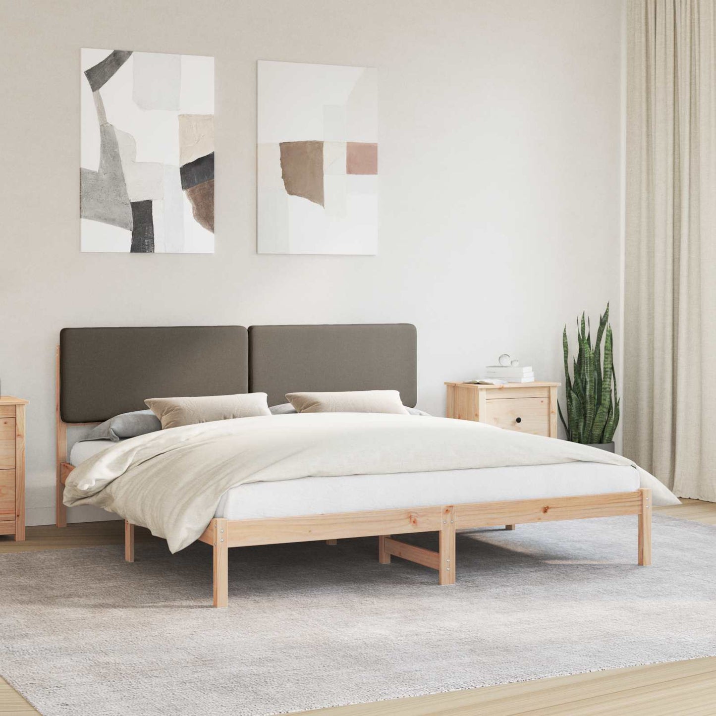 Letto con Testiera Rivestita Talpa 200 x 200 cm Pino massello | homemem39