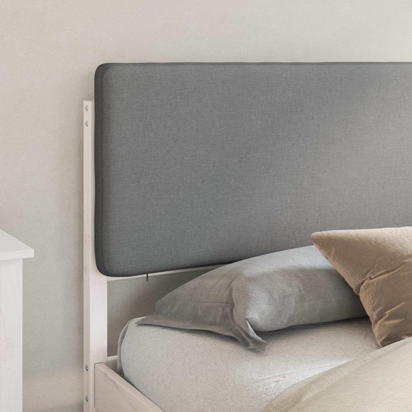 Letto con Testiera Rivestita Grigio chiaro 200 x 200 cm | homemem39
