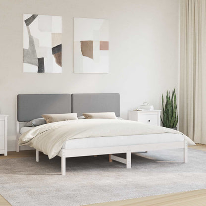Letto con Testiera Rivestita Grigio chiaro 200 x 200 cm | homemem39