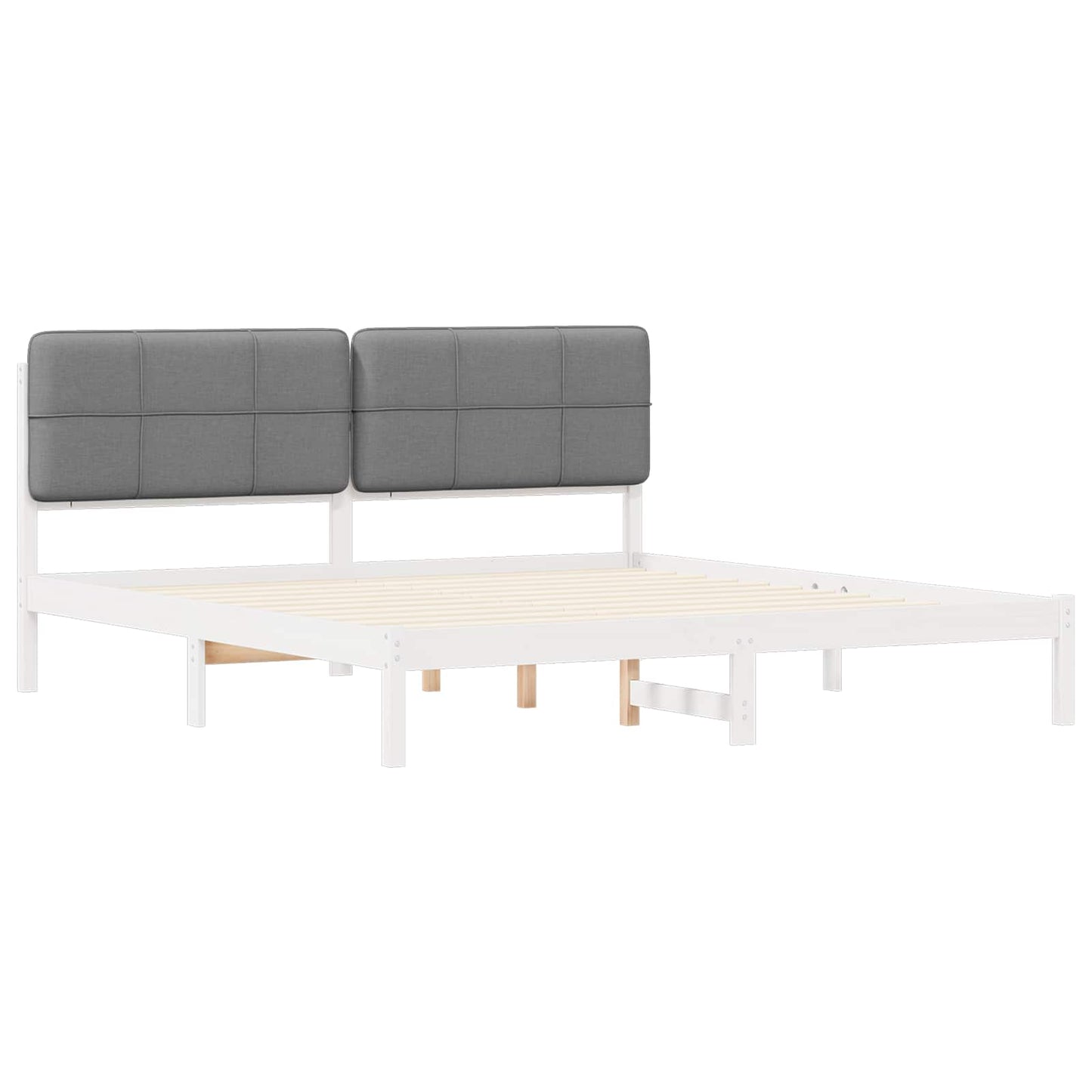 Letto con Testiera Rivestita Grigio scuro 200 x 200 cm | homemem39