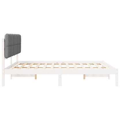 Letto con Testiera Rivestita Grigio scuro 200 x 200 cm | homemem39