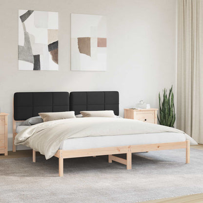 Letto con Testiera Rivestita Nero 200 x 200 cm Pino massello | homemem39