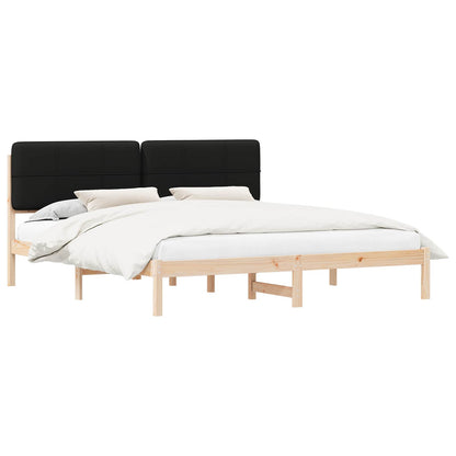Letto con Testiera Rivestita Nero 200 x 200 cm Pino massello | homemem39