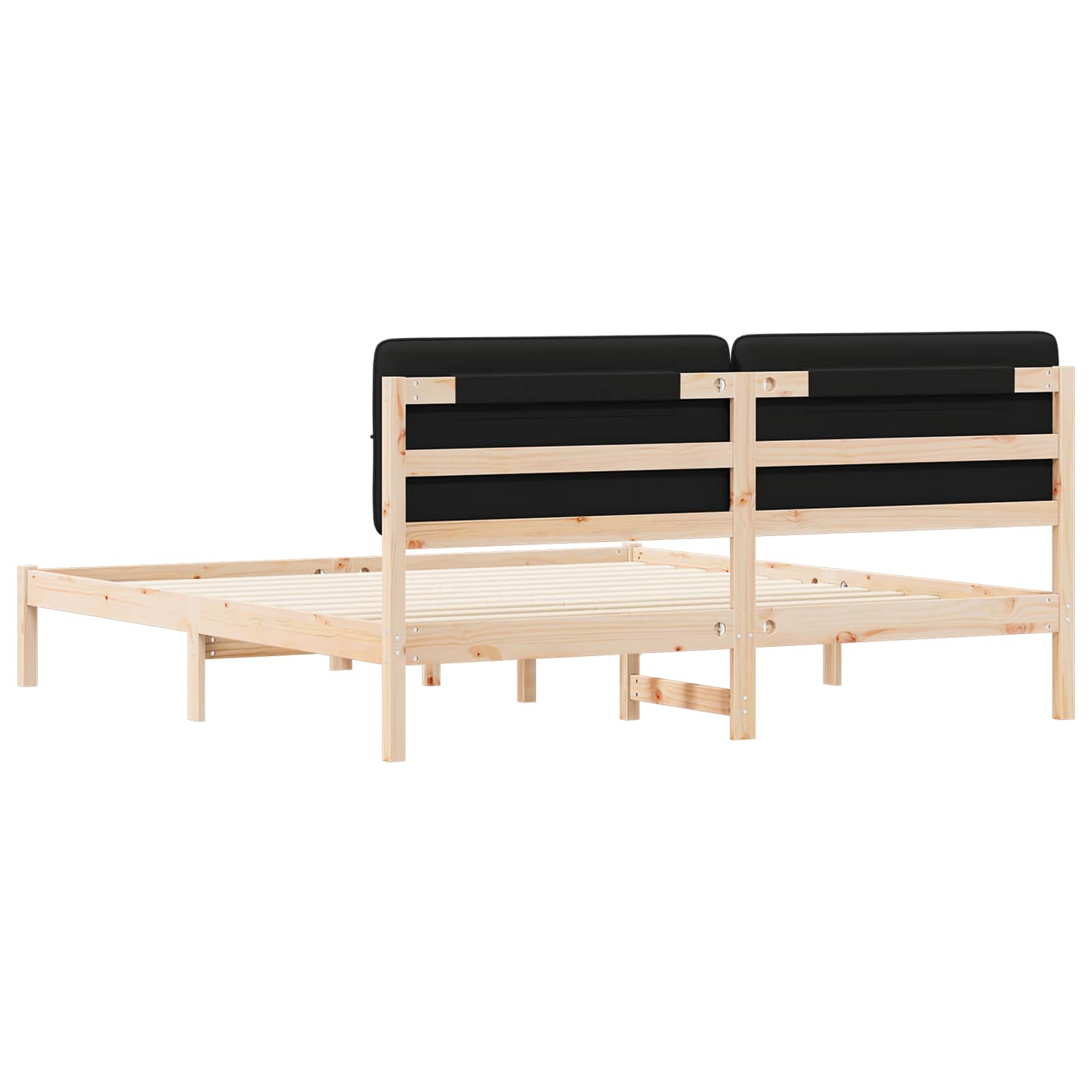 Letto con Testiera Rivestita Nero 200 x 200 cm Pino massello | homemem39