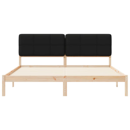 Letto con Testiera Rivestita Nero 200 x 200 cm Pino massello | homemem39