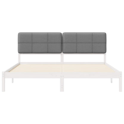 Letto con Testiera Rivestita Grigio chiaro 200 x 200 cm | homemem39
